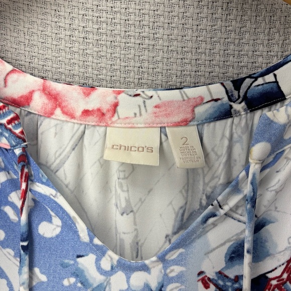 Chico's Floral Paisley Burnout Print Shift Dress Chicos Size 2 Multicolor Boho - Picture 4 of 9